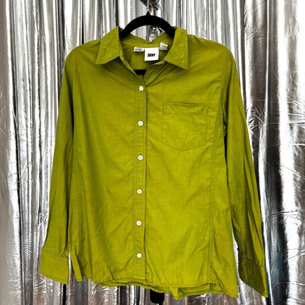 DKNY Chartreuse Green Button-Up Shirt